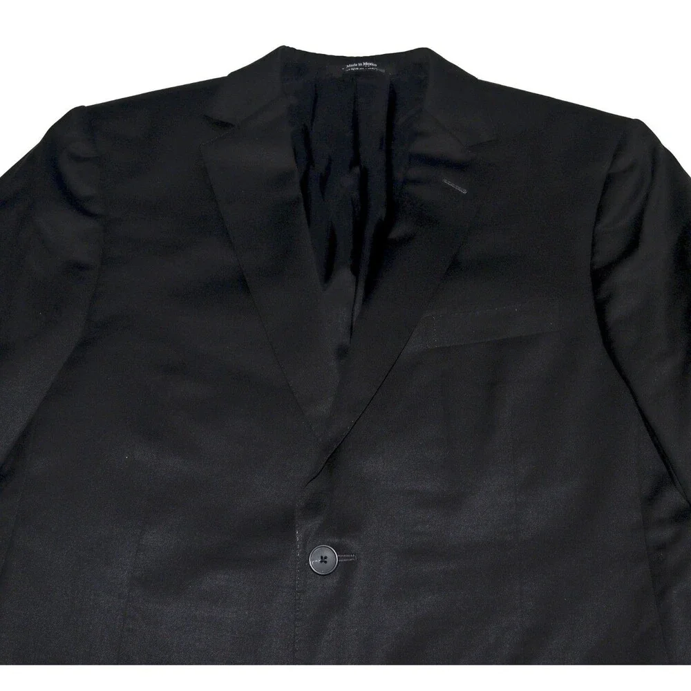 Z Zegna Drop 8 Wool Mens Duel Vent Two Button Double Vent Black Blazer Size 52 R
